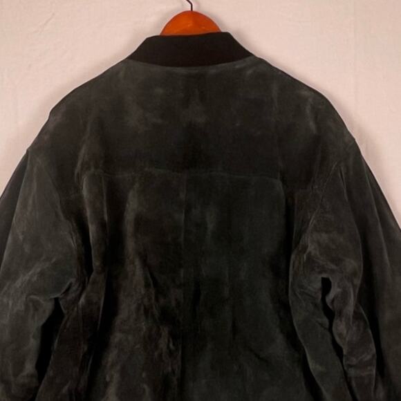 Vintage Black Suede Bomber Jacket Mens XL Streetwear Biker Fall Winter Classic - Picture 5 of 11